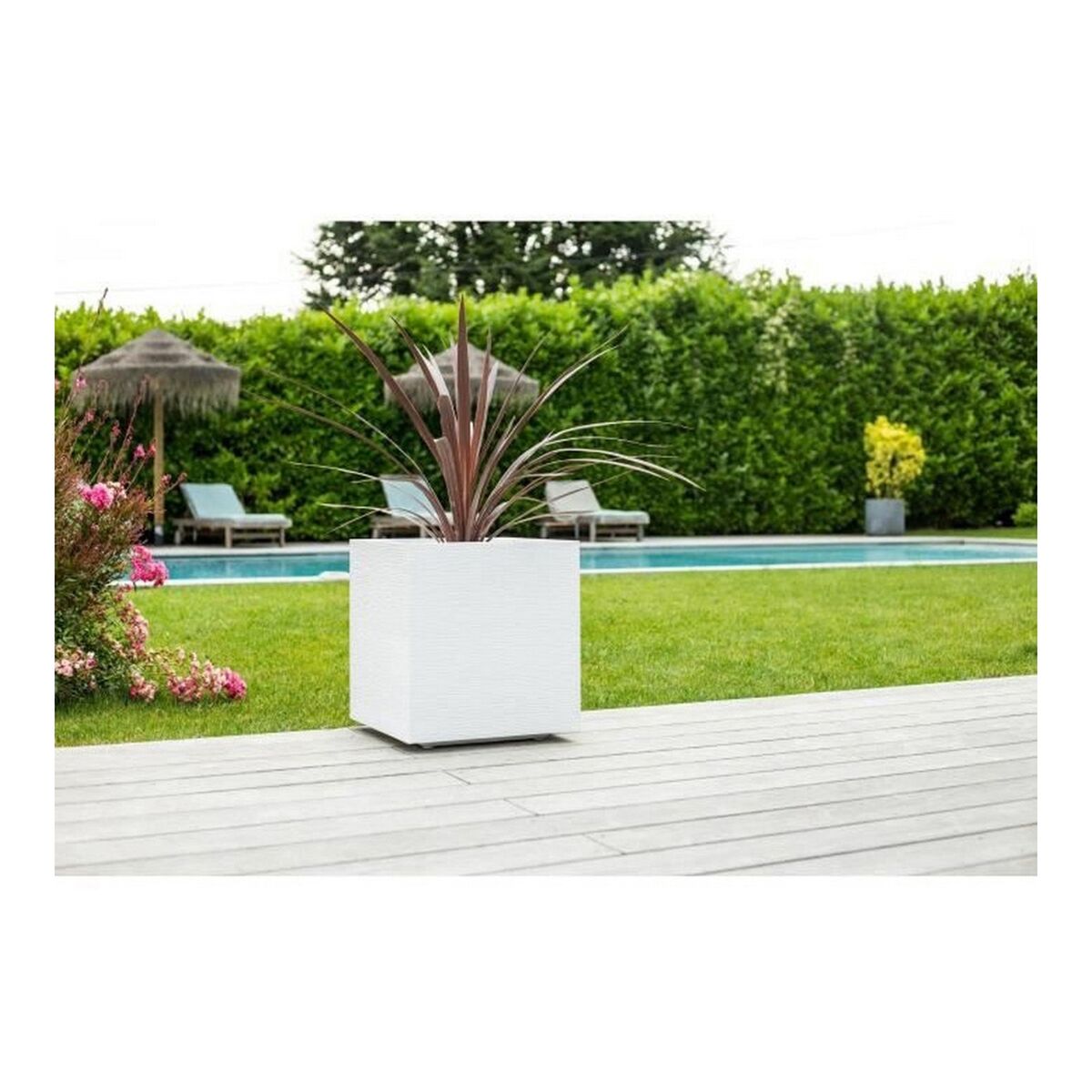 Ghiveci EDA Graphit Alb Plastic Pătrat 39 x 39 x 43 cm